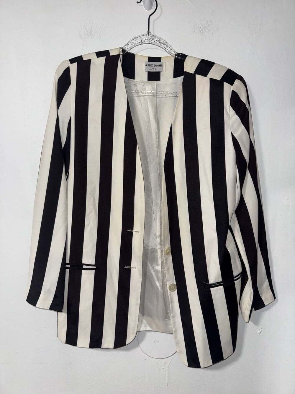 Alfred Dunner Blazer Size 10 Black White Stripe